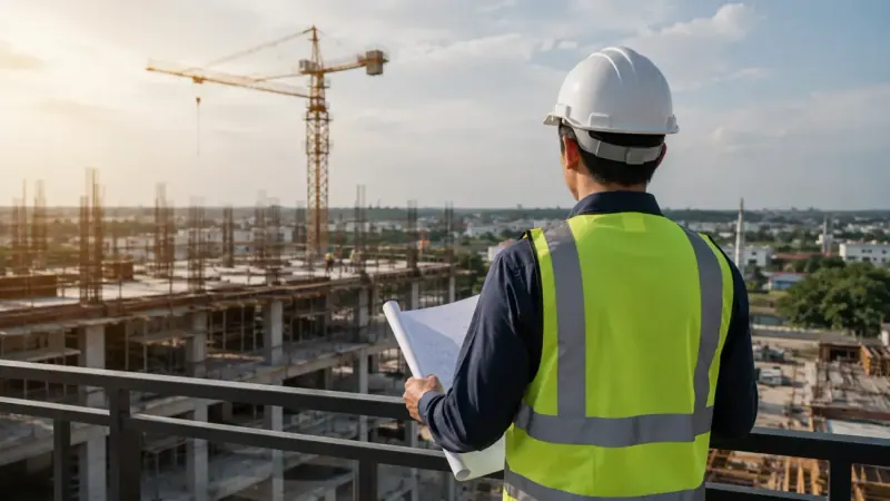 Stelsen engineers coordinating with a contractor over site drawings