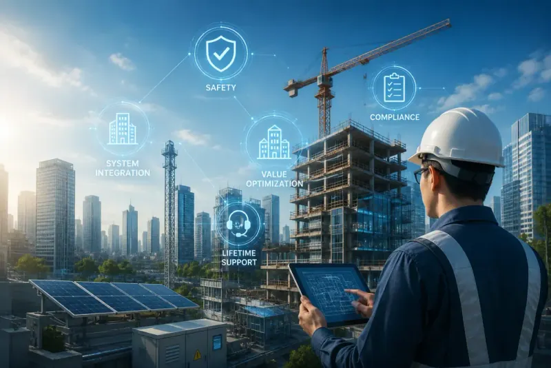 Developers reviewing a high-rise project under construction
